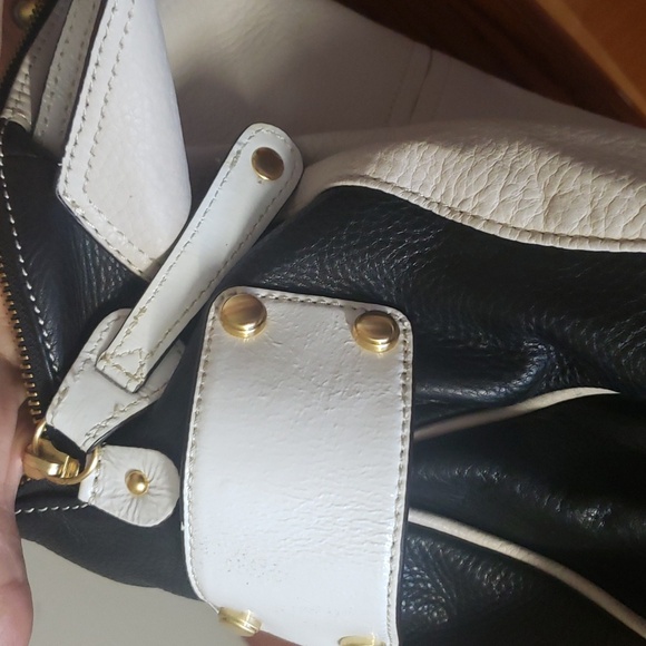 B Makowsky Designer Original shoulder Purse Stone White Cream Black - Picture 9 of 17